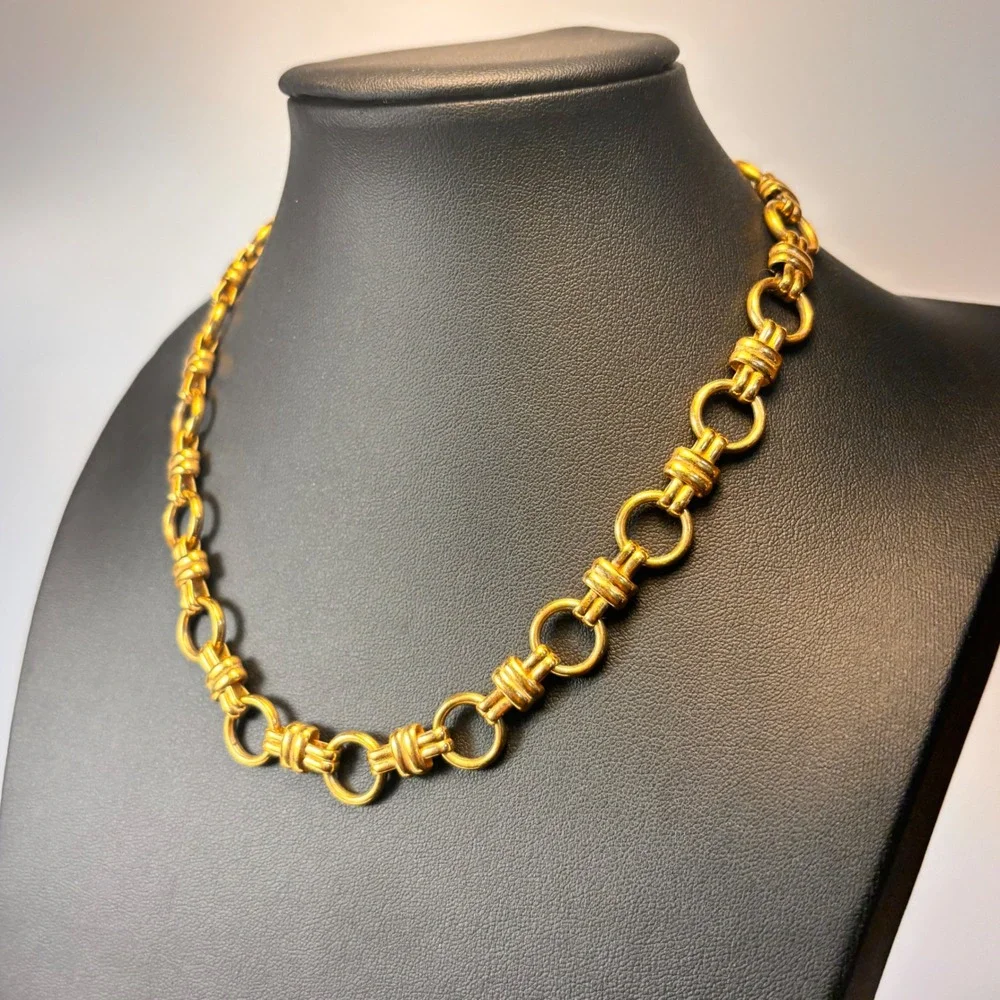 Vintage Gold Chunky Link Chain Necklace Statement Boho Chic Minimalist 90s